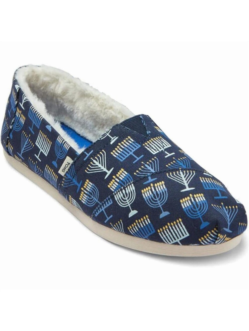 NEW TOMS Womens Alpargata Cozy Menorah Fur Lined Slip On Canvas Flats Size 7.5